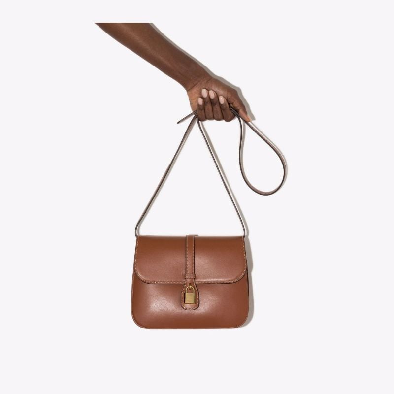 Brown Tabou Padlock Leather Shoulder Bag