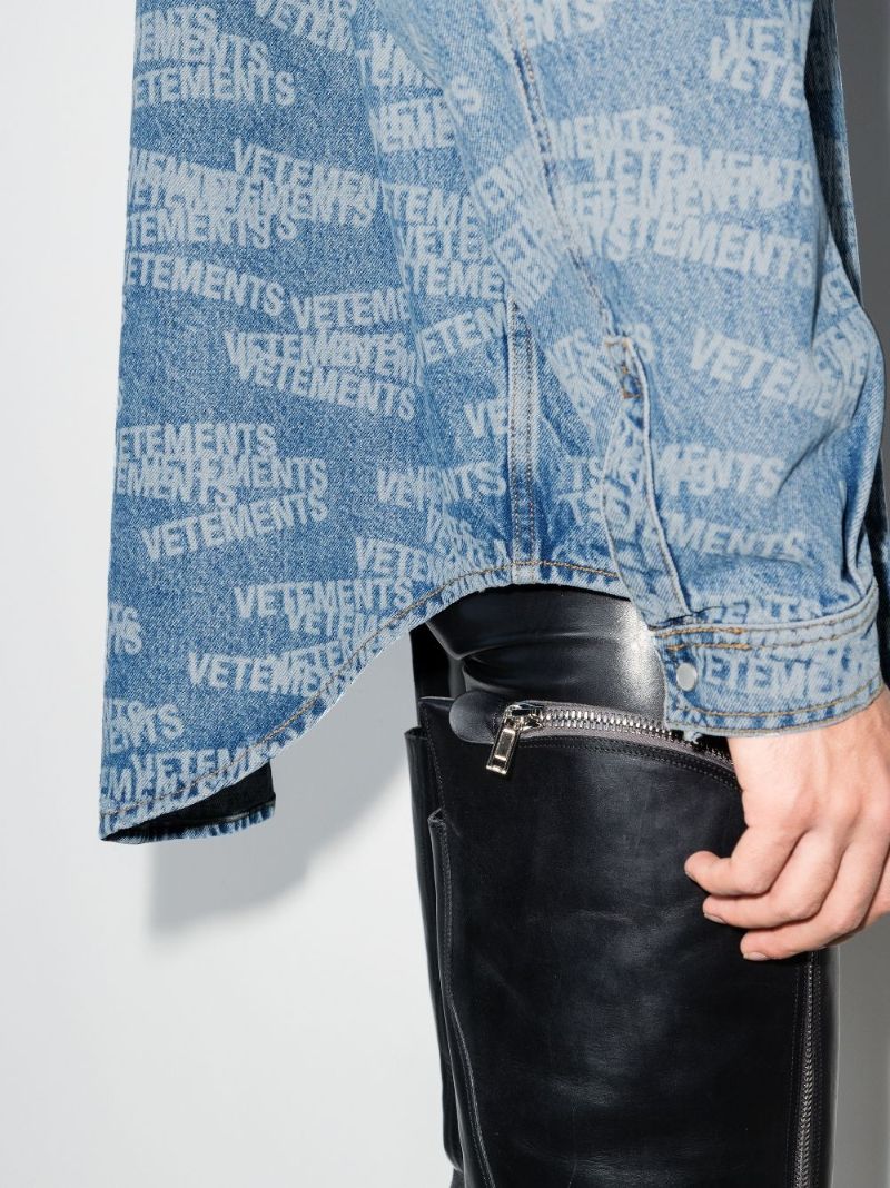 Stamped Logo Denim Shirt