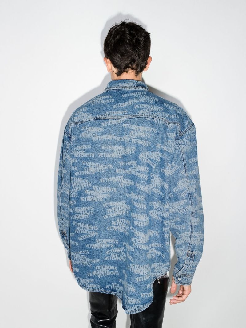 Stamped Logo Denim Shirt