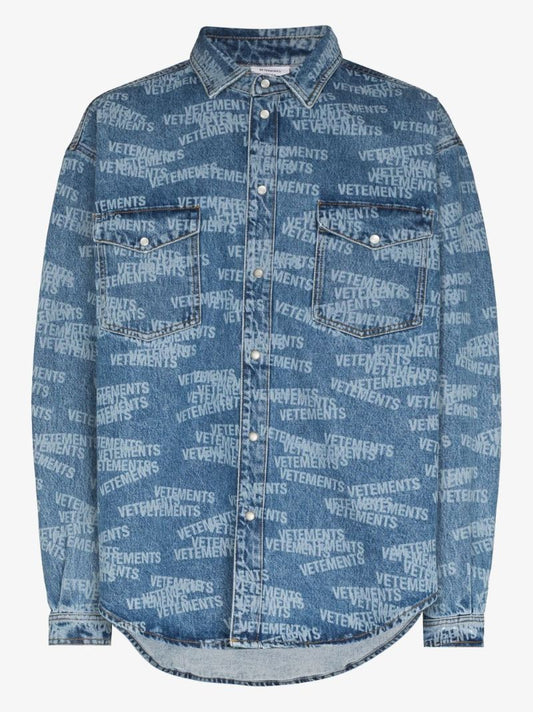 Stamped Logo Denim Shirt