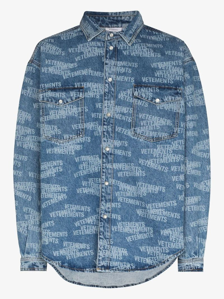 Stamped Logo Denim Shirt