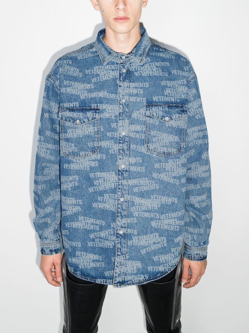 Stamped Logo Denim Shirt