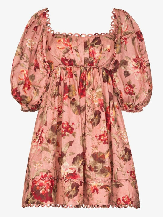 Cassia Scalloped Floral Mini Dress