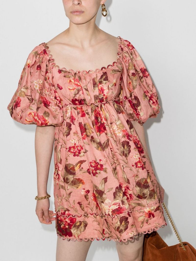 Cassia Scalloped Floral Mini Dress