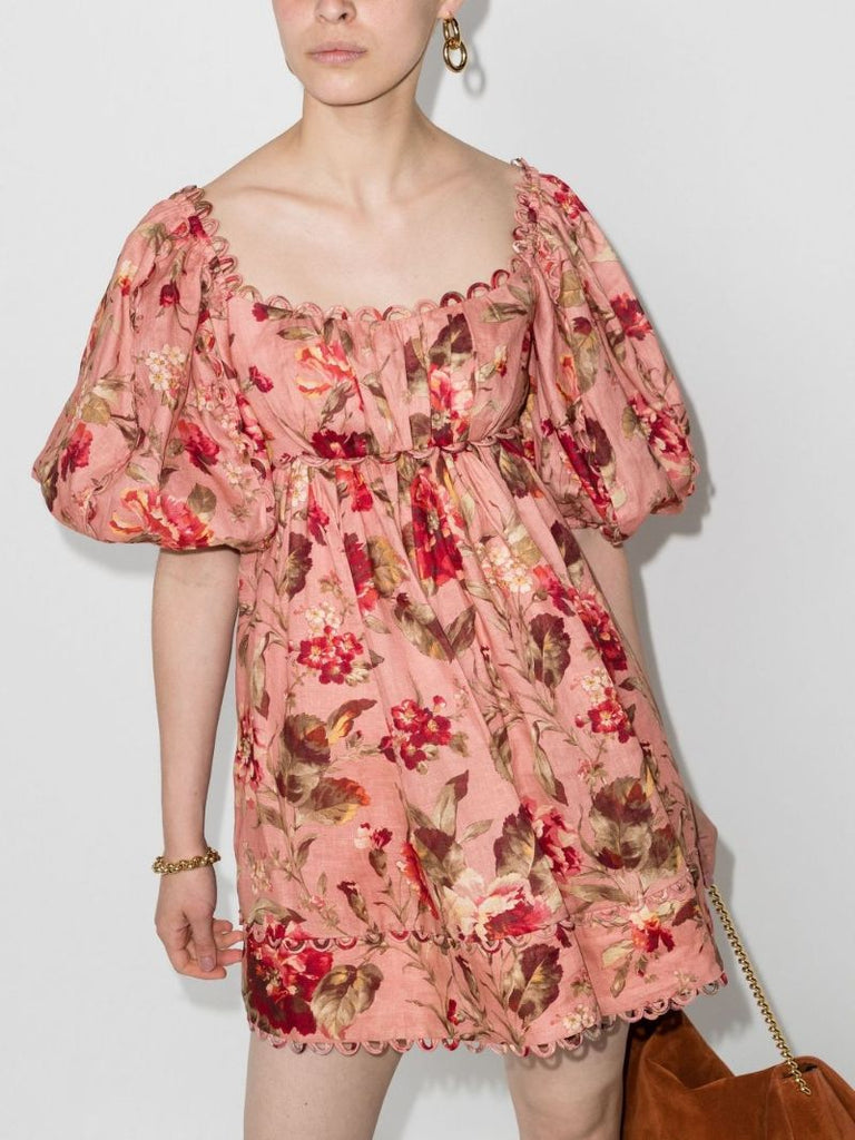 Cassia Scalloped Floral Mini Dress