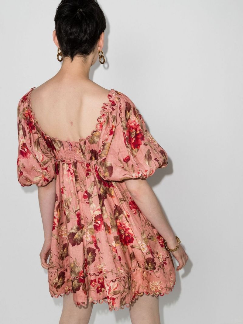 Cassia Scalloped Floral Mini Dress