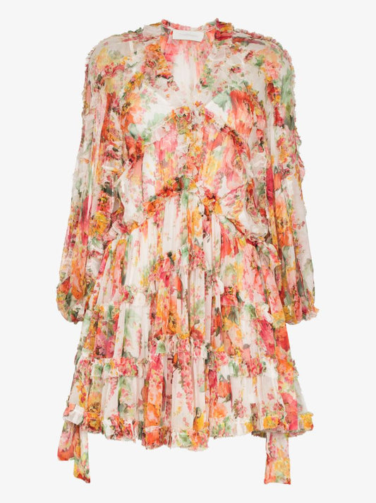Mae Frilled Billow Silk Dress