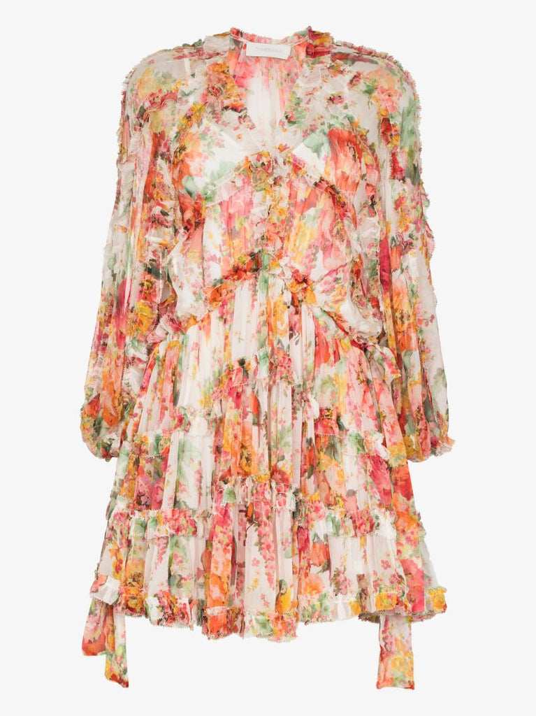 Mae Frilled Billow Silk Dress
