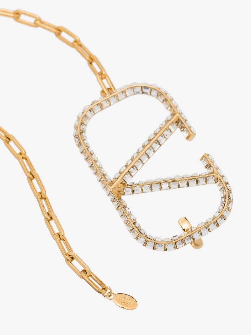 Gold Tone Vlogo Crystal Chain Belt