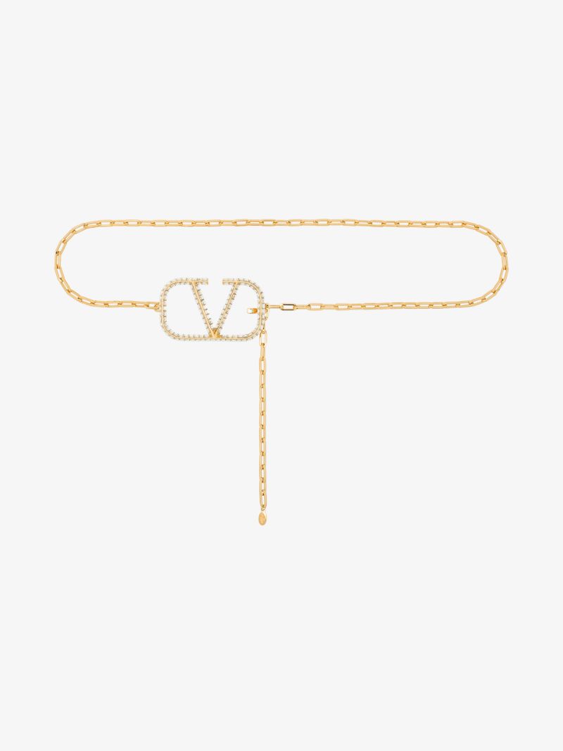 Gold Tone Vlogo Crystal Chain Belt