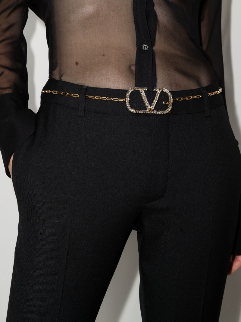 Gold Tone Vlogo Crystal Chain Belt