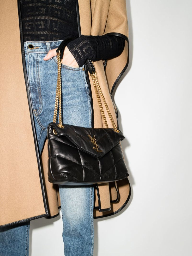 Black Loulou Puffer Small Leather Shoulder Bag
