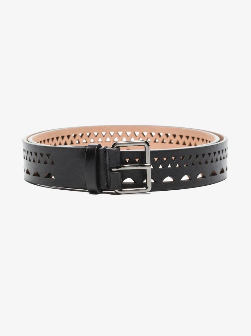 Black Openwork Leather Belt