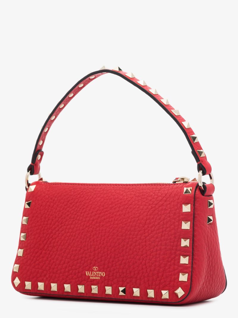 Red Rockstud Small Leather Shoulder Bag