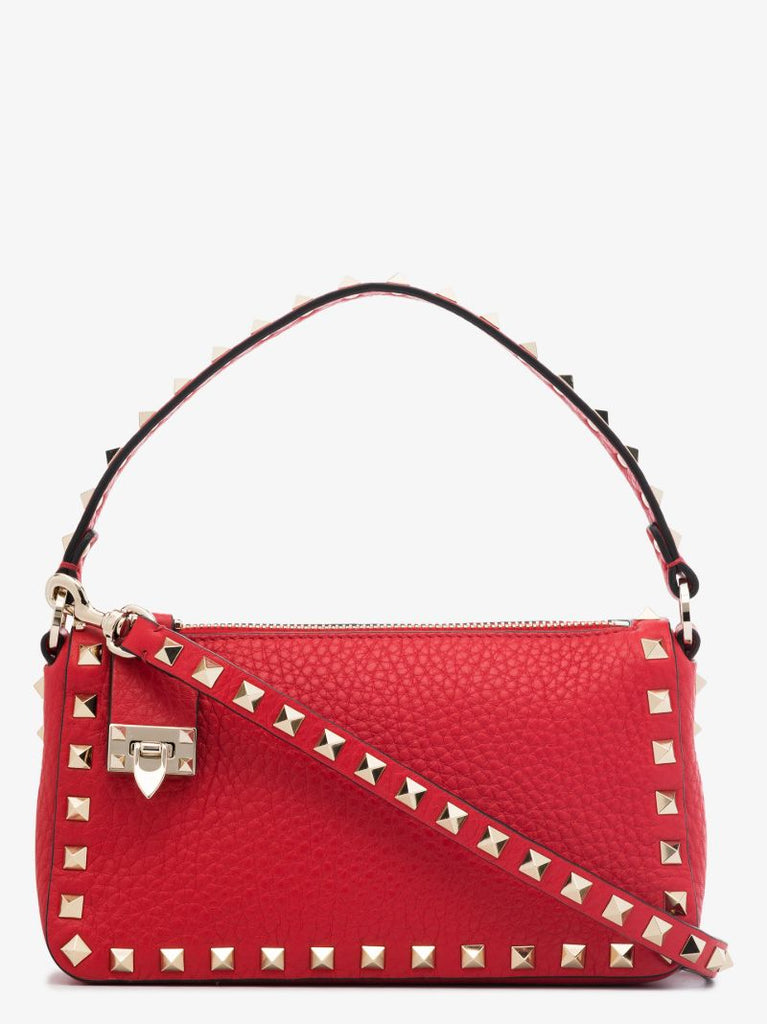 Red Rockstud Small Leather Shoulder Bag