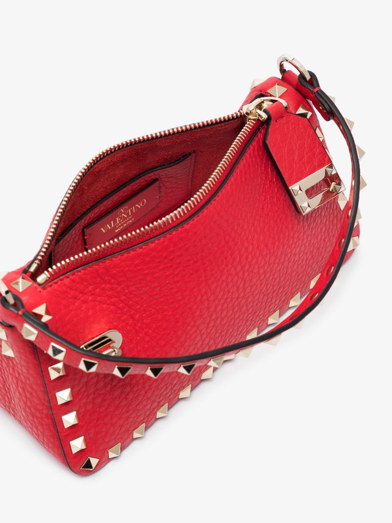 Red Rockstud Small Leather Shoulder Bag