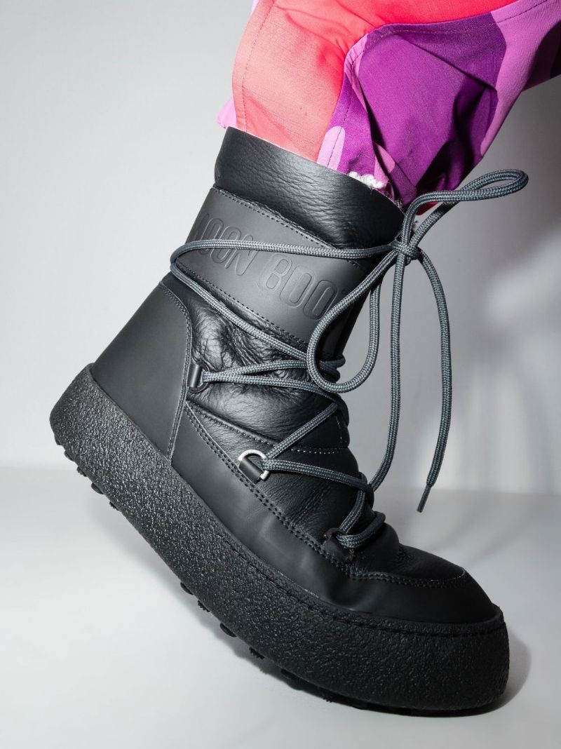 Black Mtrack Tube Leather Boots
