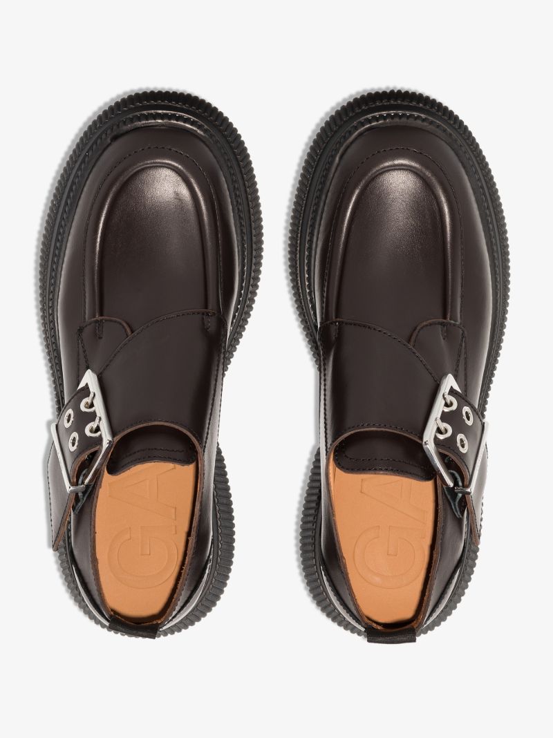 Brown Flatform Leather Loafers