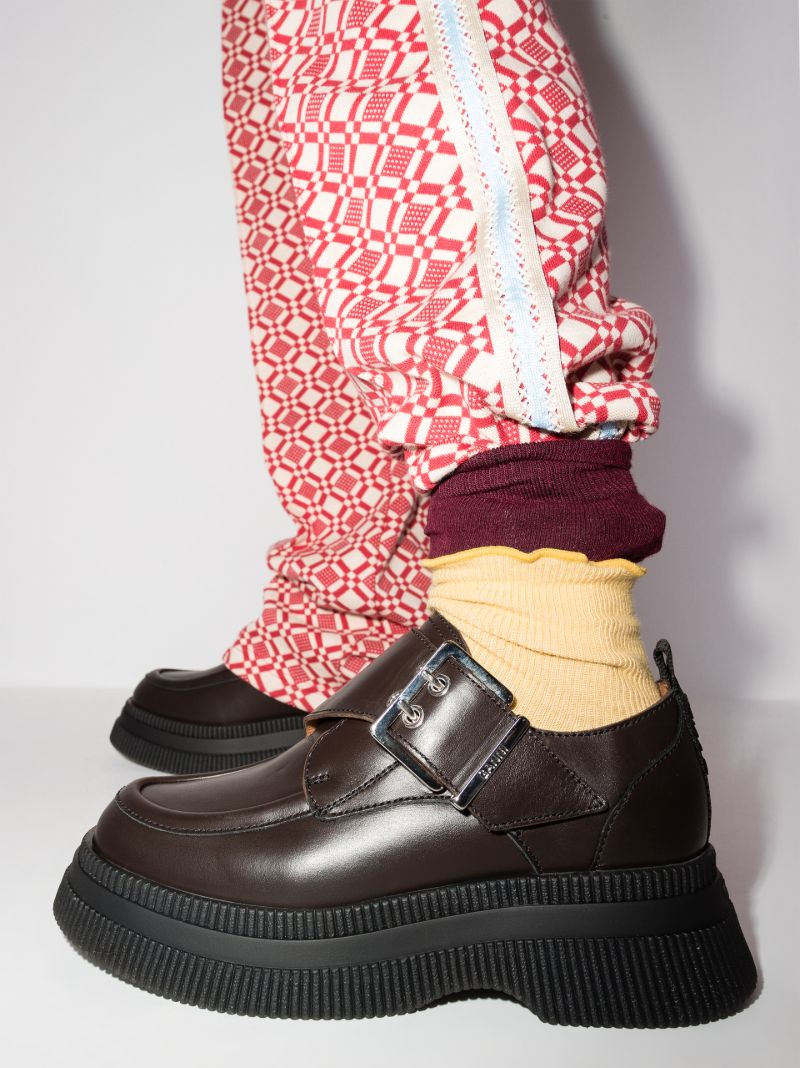 Brown Flatform Leather Loafers