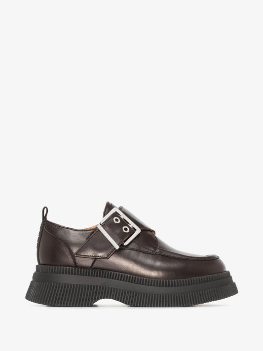 Brown Flatform Leather Loafers