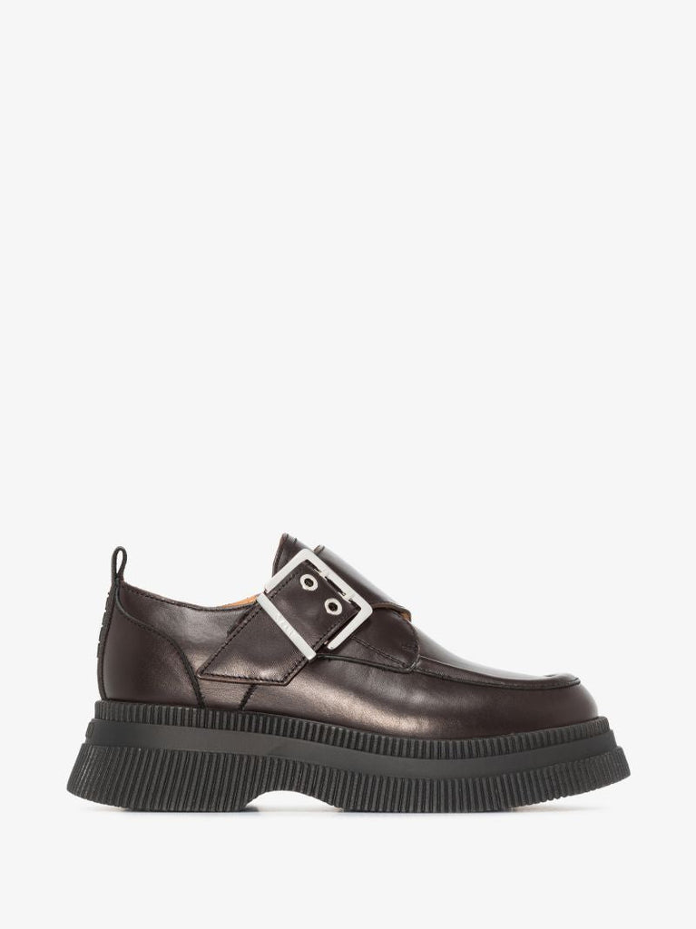 Brown Flatform Leather Loafers