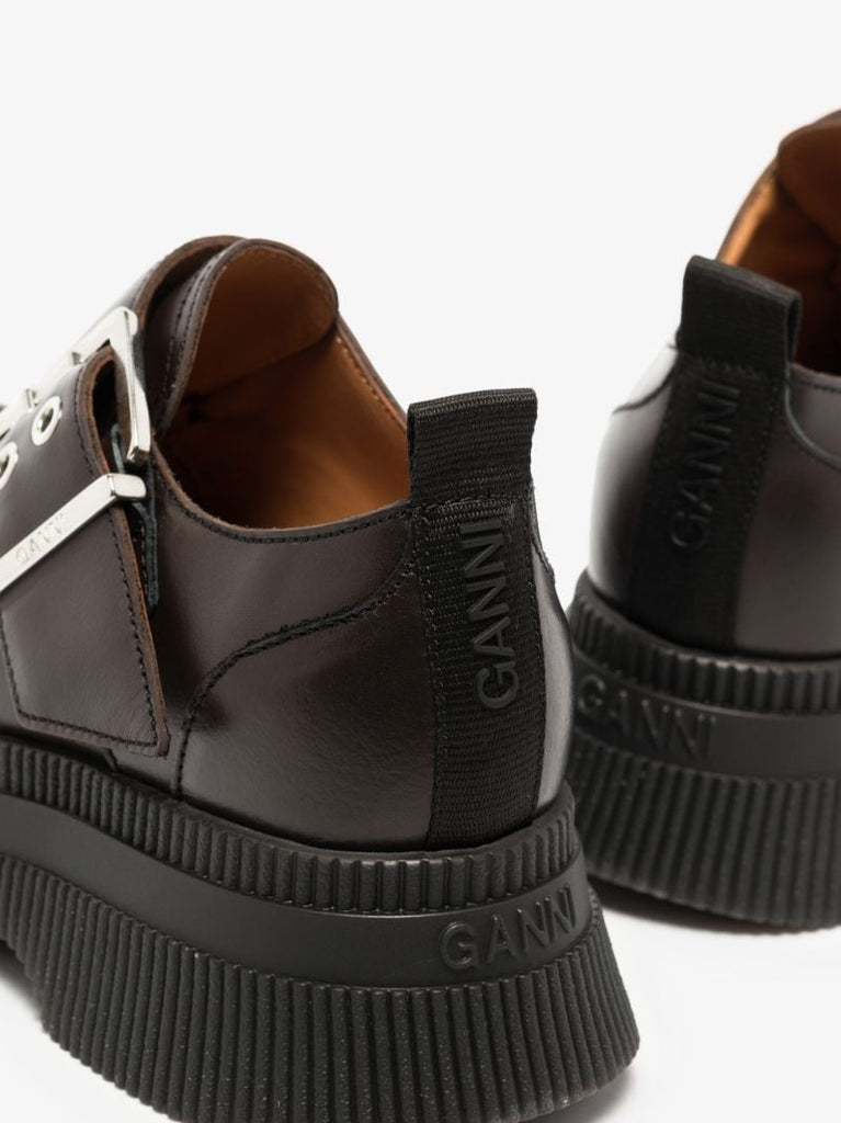 Brown Flatform Leather Loafers