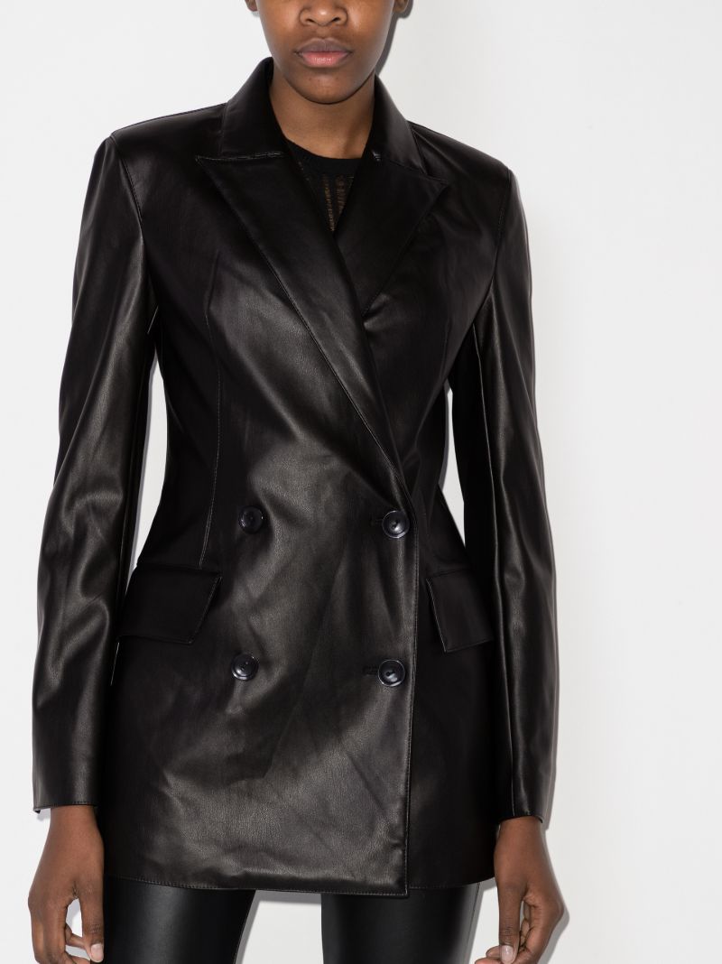 Jodie Double-breasted Faux Leather Blazer