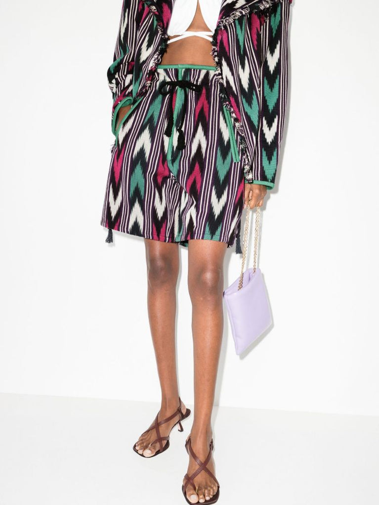 Linima Ikat Zigzag Print Cotton Shorts