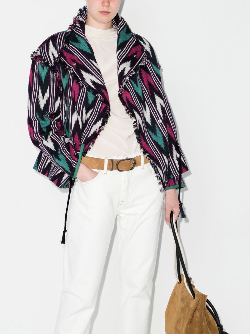 Chevron Raw Hem Cotton Jacket