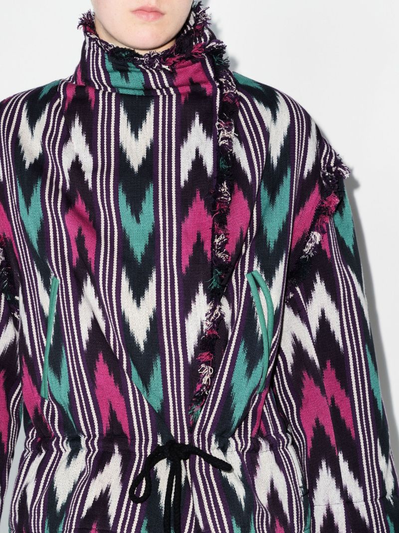 Chevron Raw Hem Cotton Jacket