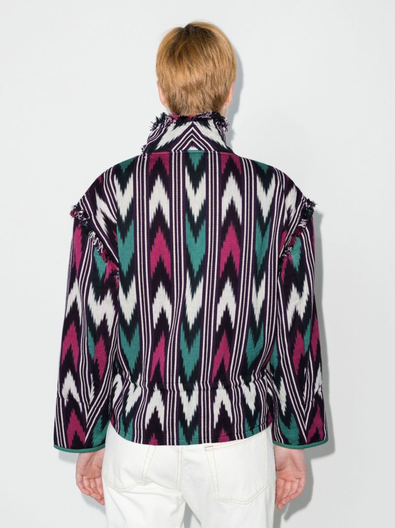 Chevron Raw Hem Cotton Jacket