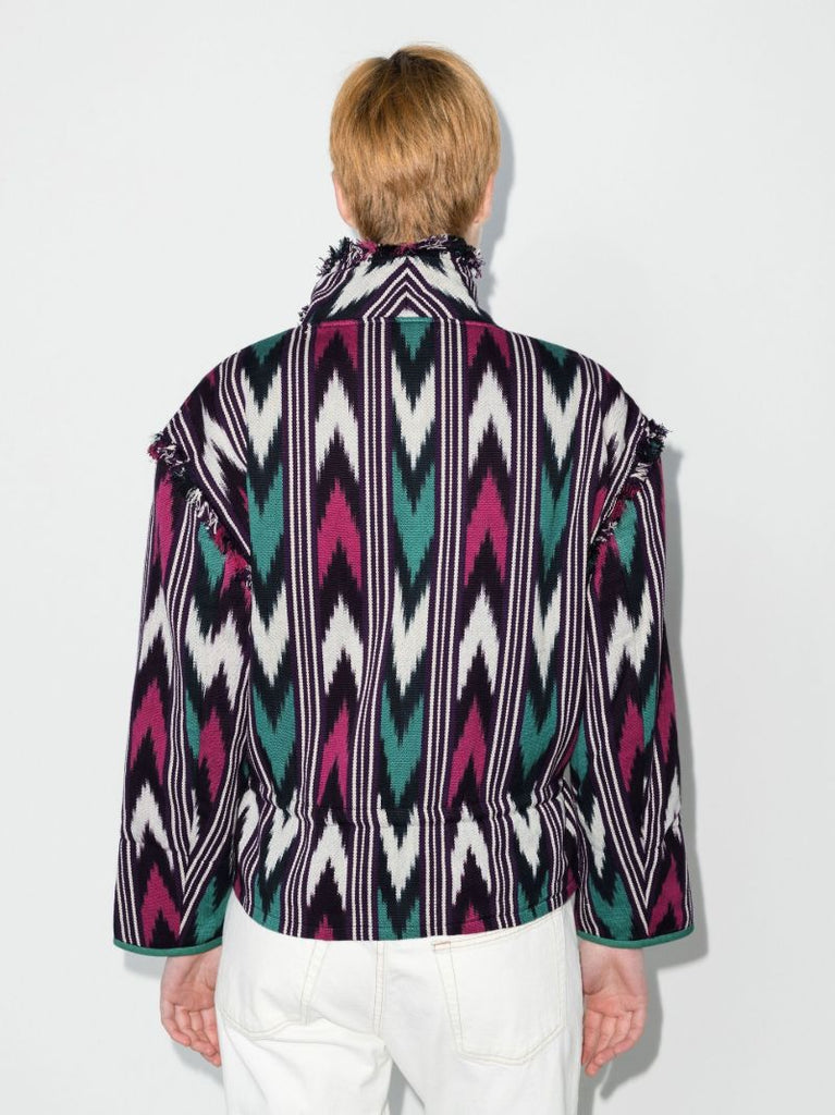 Chevron Raw Hem Cotton Jacket