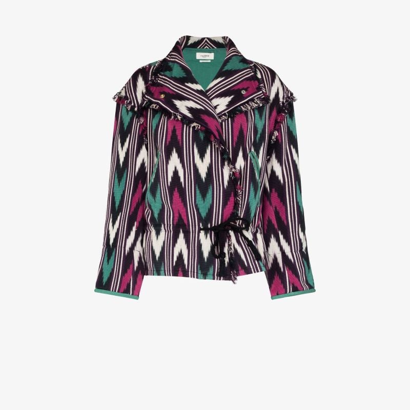 Chevron Raw Hem Cotton Jacket