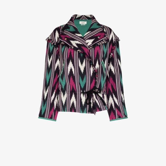 Chevron Raw Hem Cotton Jacket