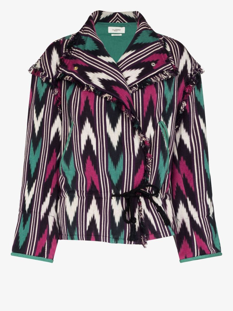 Chevron Raw Hem Cotton Jacket