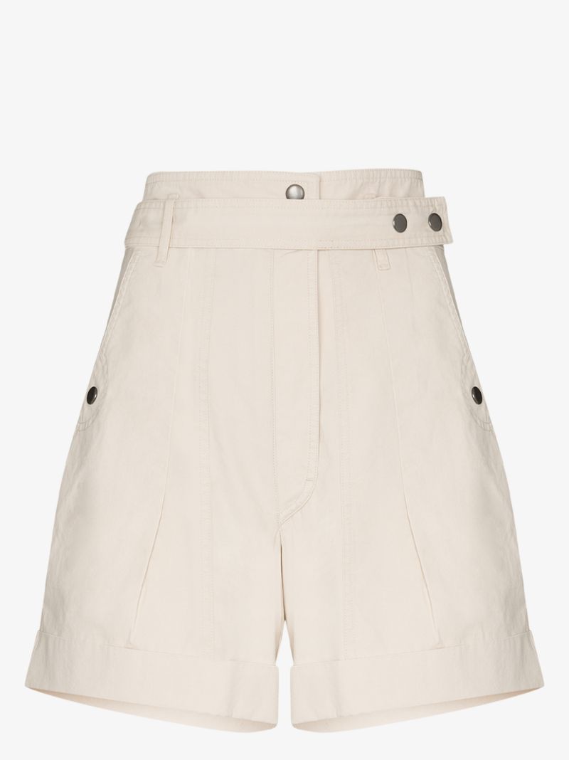 Neutral Roscoe Belted Wide-leg Shorts