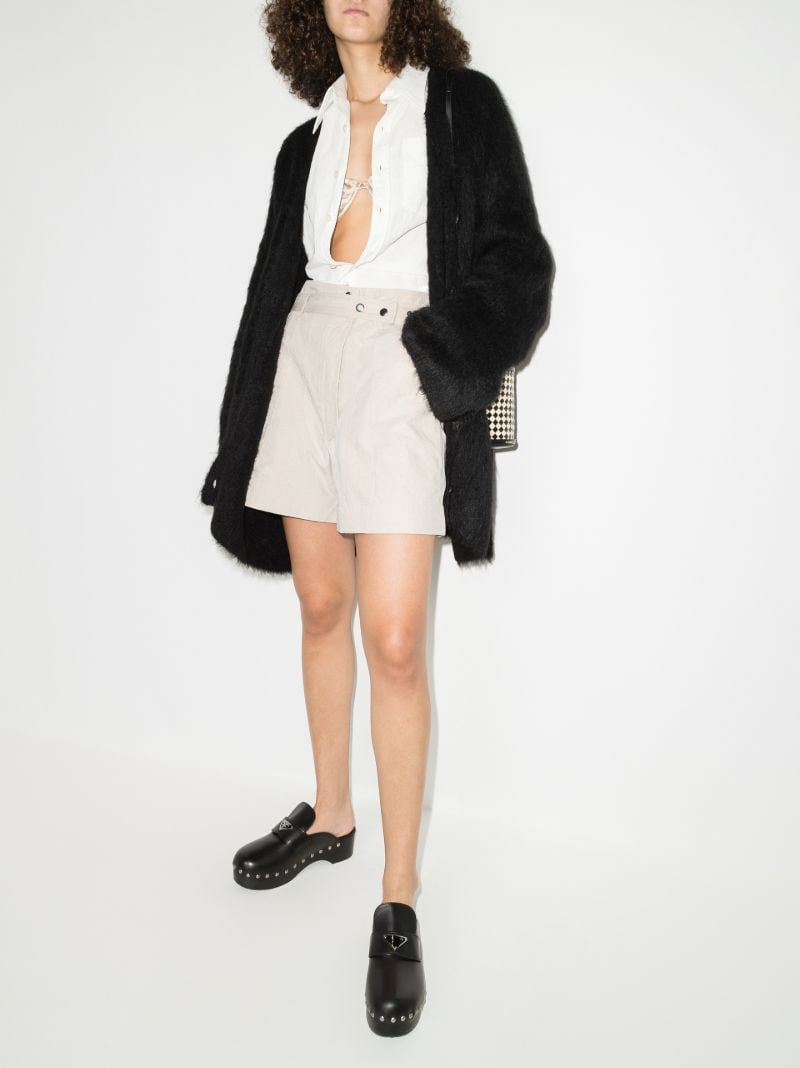 Neutral Roscoe Belted Wide-leg Shorts
