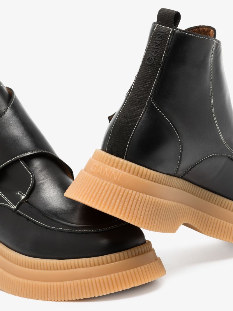 Black Flatform Leather Ankle Boots