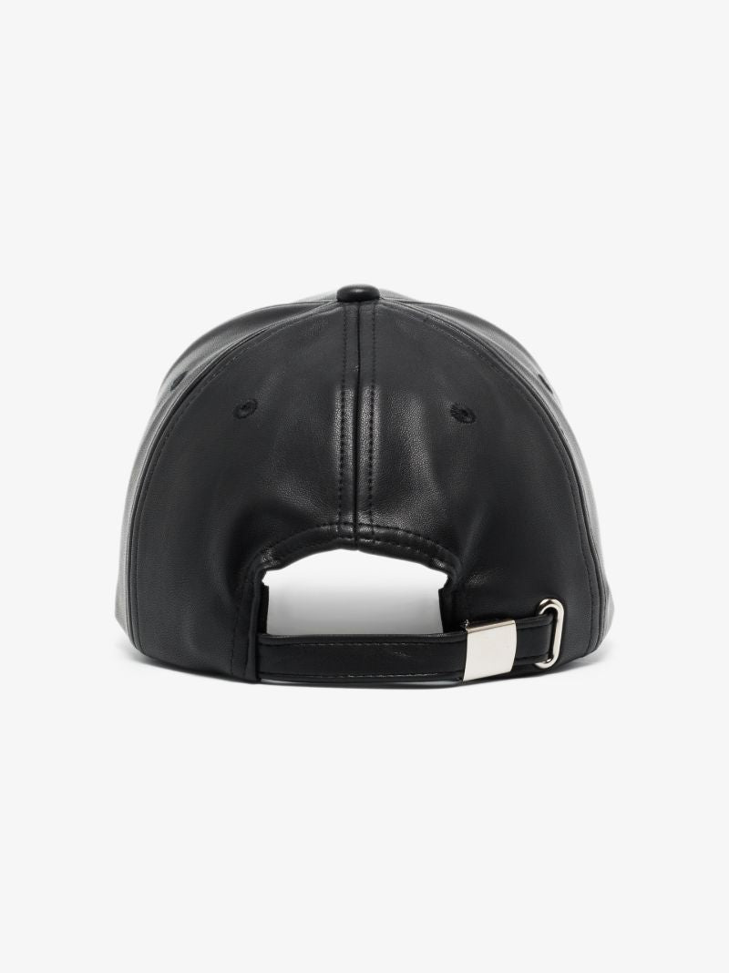 Black Cia Faux Leather Baseball Cap
