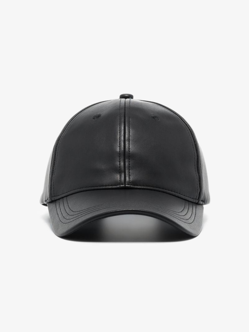 Black Cia Faux Leather Baseball Cap