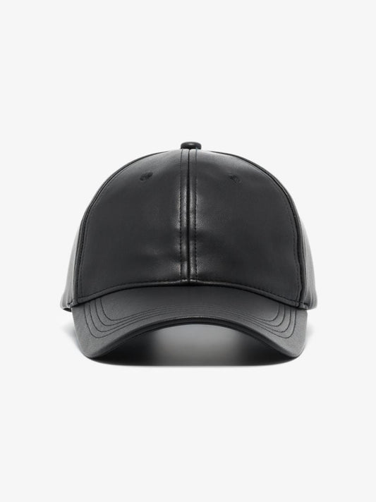 Black Cia Faux Leather Baseball Cap