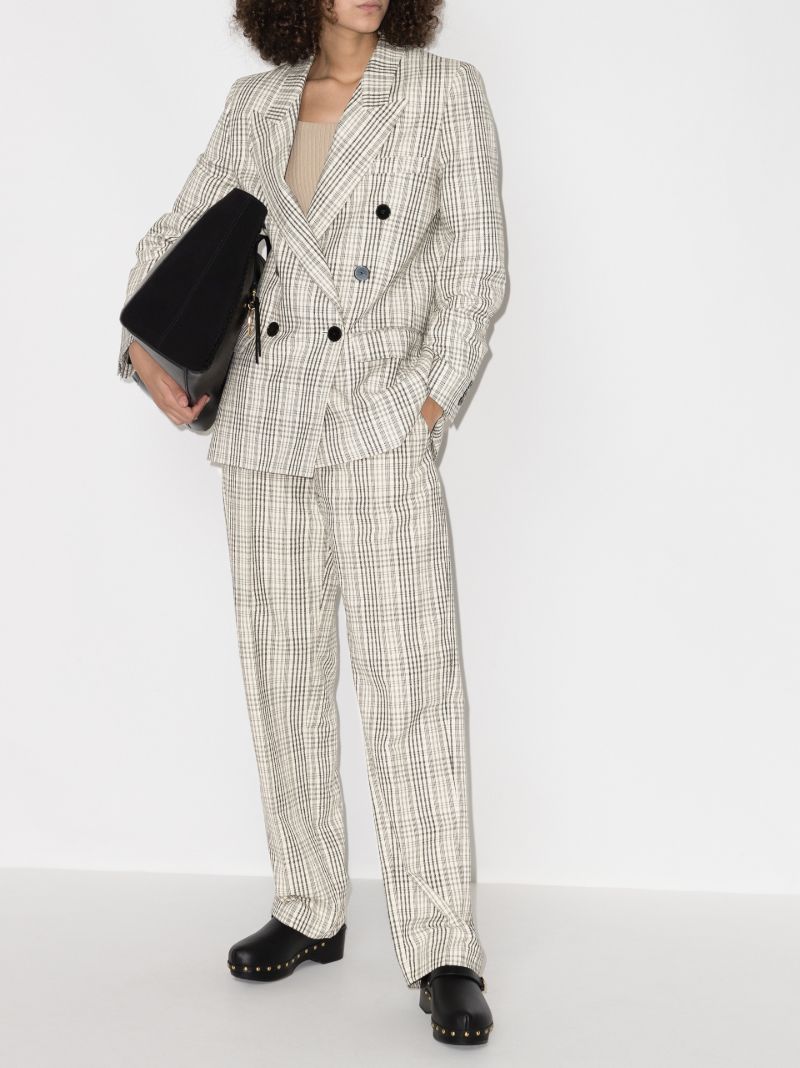 Leagaya Double-breasted Checked Blazer