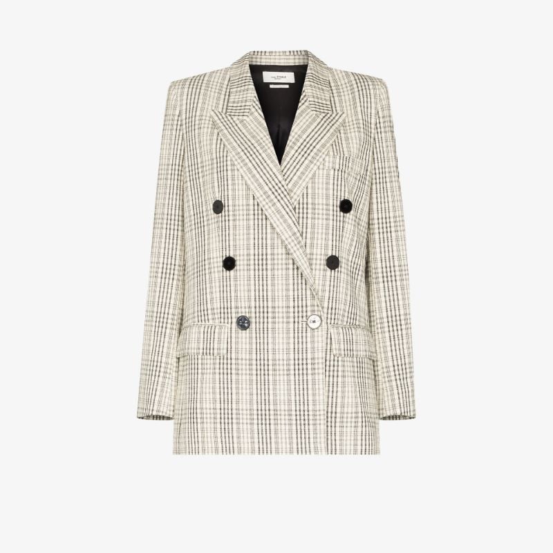 Leagaya Double-breasted Checked Blazer