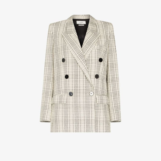 Leagaya Double-breasted Checked Blazer