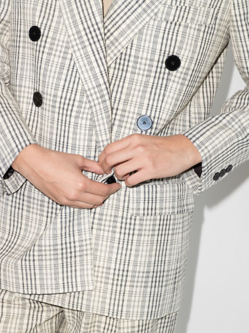 Leagaya Double-breasted Checked Blazer