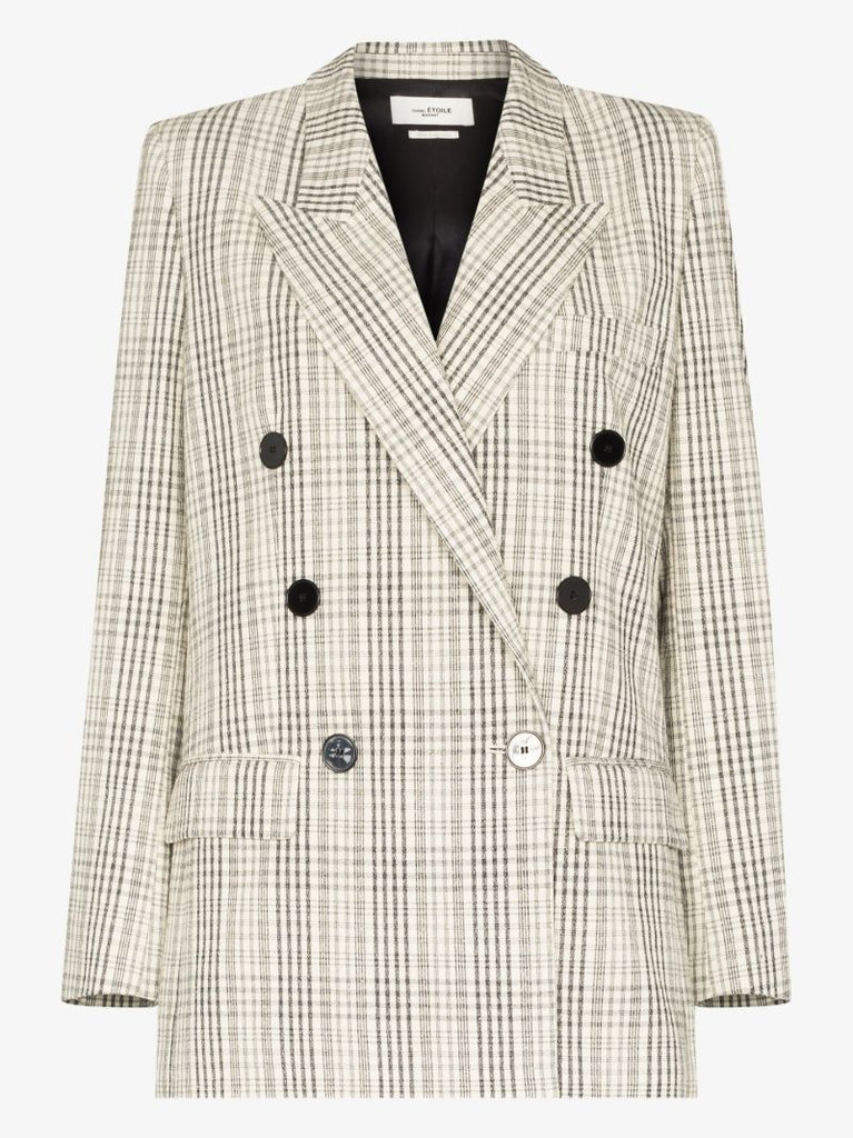 Leagaya Double-breasted Checked Blazer