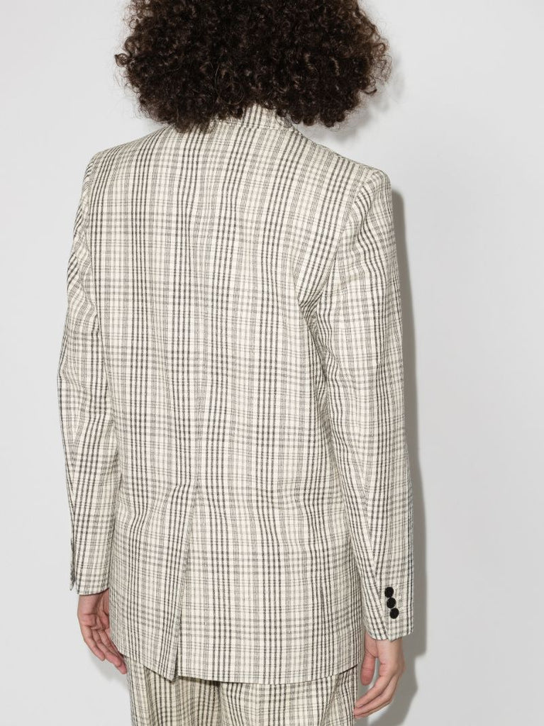Leagaya Double-breasted Checked Blazer