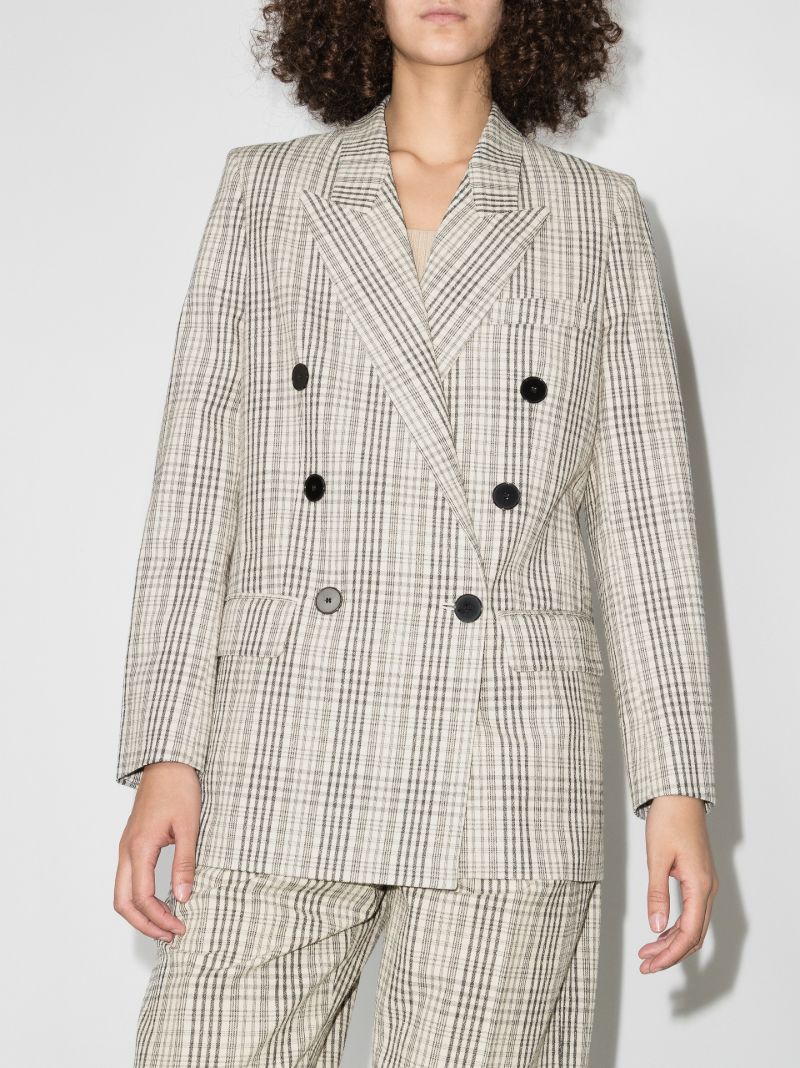 Leagaya Double-breasted Checked Blazer