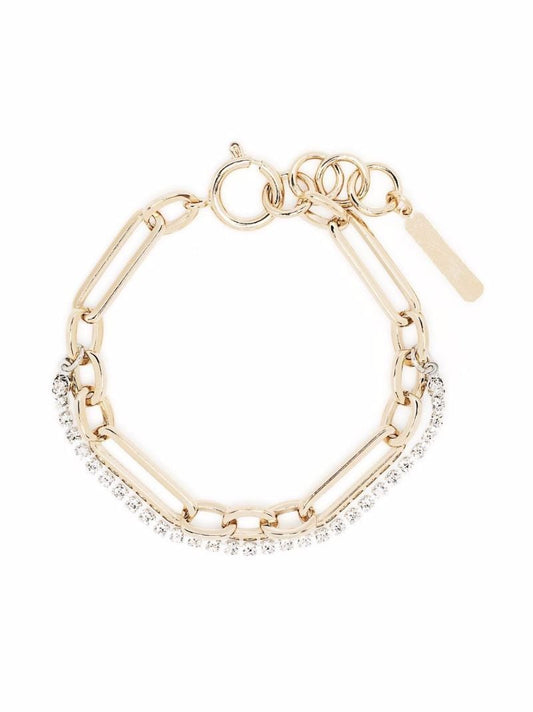 24k Yellow Gold Plate Paloma Chain Link Crystal Bracelet