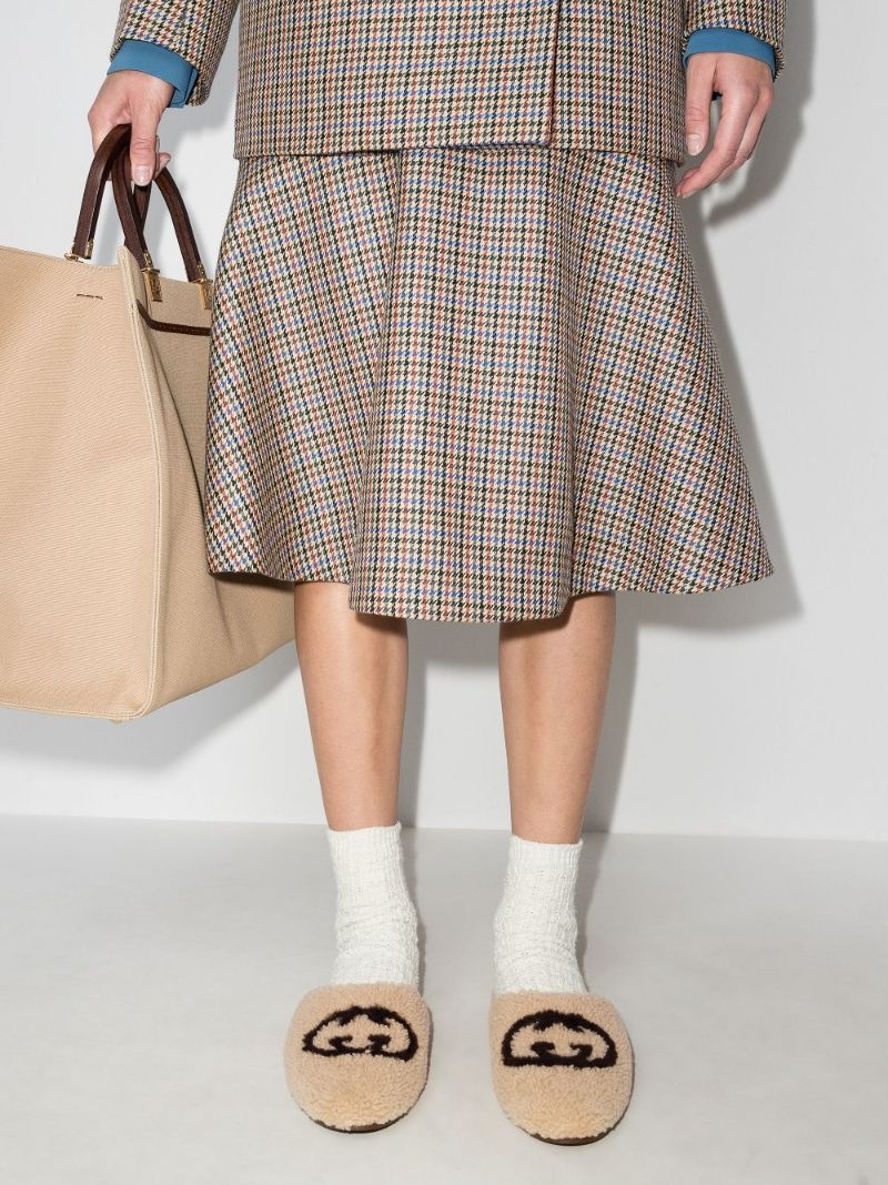 Brown Eileen Gg Shearling Slippers